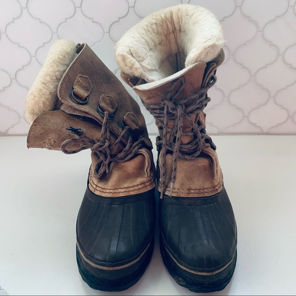 Sorel Alpine 'Vintage Caribou' Black & Tan Boots Size 4 - Picture 2 of 9